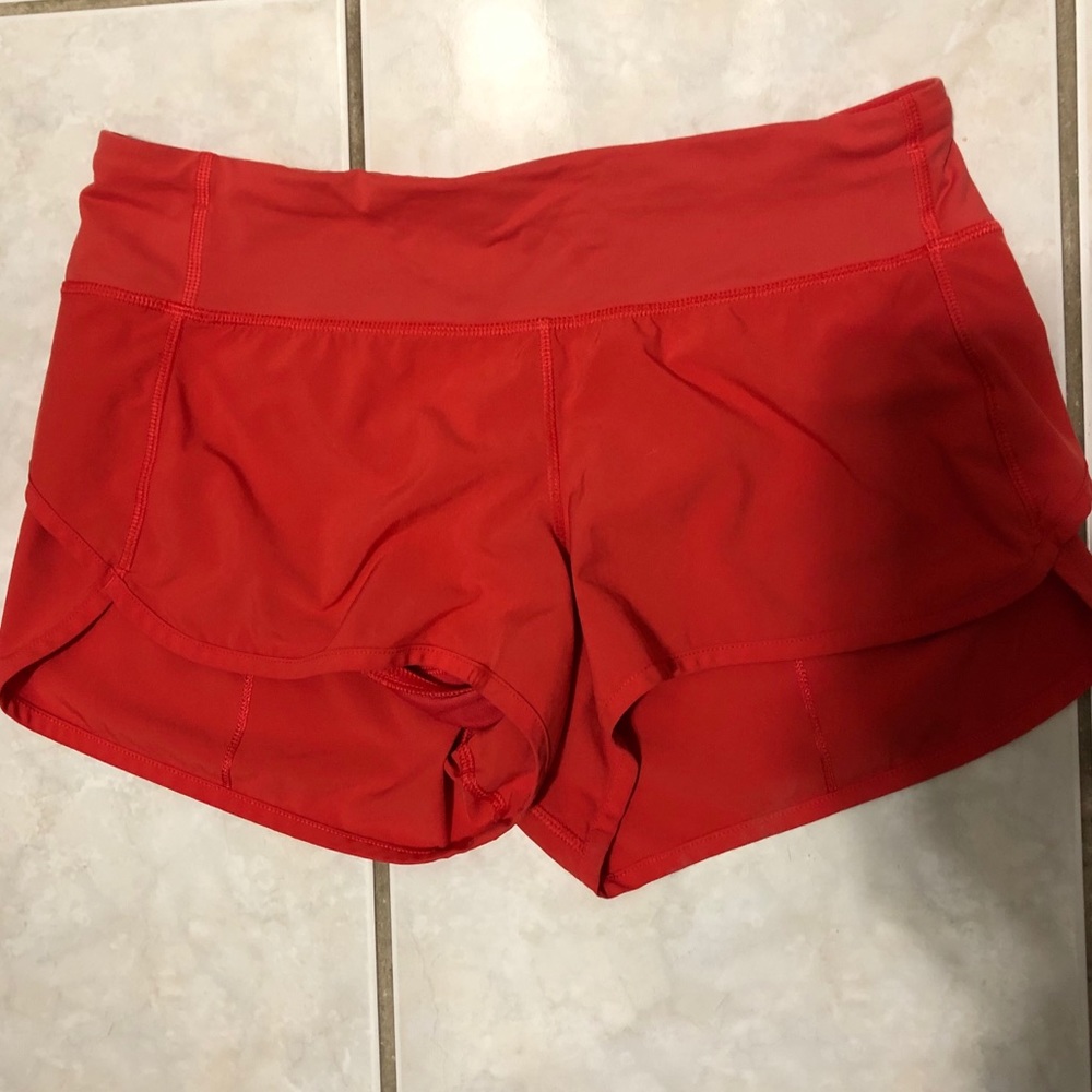 Lululemon Speed Shorts Orange Red